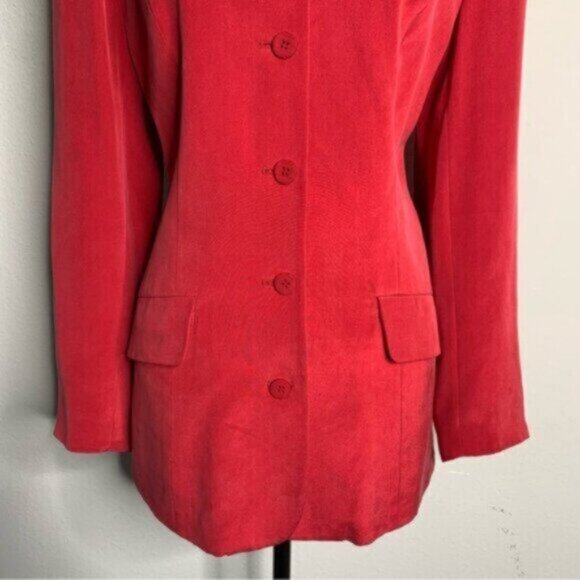 Andrea Viccaro Vintage Silk Single Breasted Collarless Blazer - Picture 12 of 17